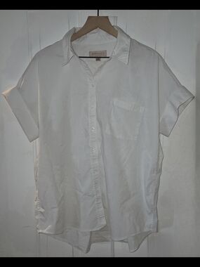 Philosophy White Short-Sleeve Casual Button-Down Shirt